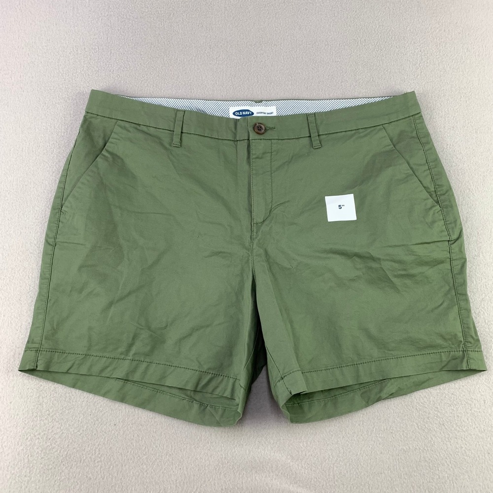 Old Navy Everyday Short Women 16 Green Chino 5 Inch Inseam Casual Cotton Stretch